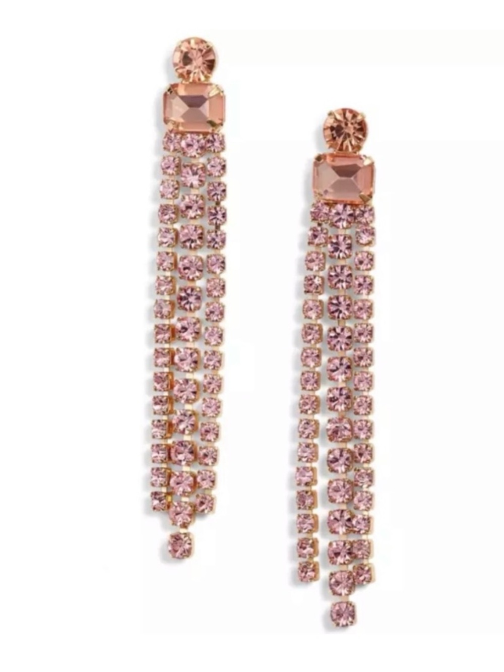 NEW Kate Spade Slice of Stone Crystal Champagne Color Fringe Dangle Earrings